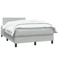 Sommier à lattes de lit et matelas gris clair 120x210cm velours 