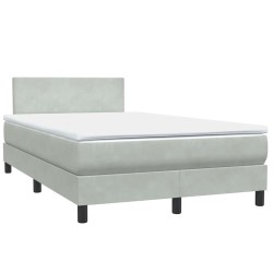 Sommier à lattes de lit et matelas gris clair 120x210cm velours 