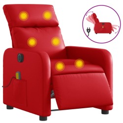 Fauteuil de massage inclinable électrique rouge similicuir 