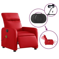 Fauteuil de massage inclinable électrique rouge similicuir 