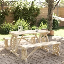 Ensemble à manger de jardin 3 pcs bois de sapin massif 