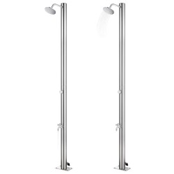 Douche de jardin avec base gris 220 cm Acier inoxydable 