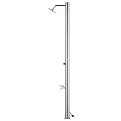 Douche de jardin avec base gris 220 cm Acier inoxydable 