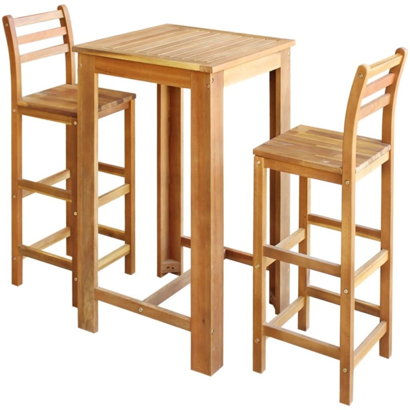Table et chaises de bar 3 pcs Bois d'acacia massif 