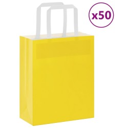 Sacs en papier 50 pcs avec poignées jaune 18x8x22 cm 