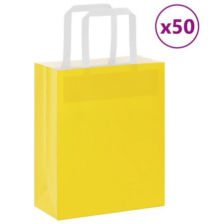 Sacs en papier 50 pcs avec poignées jaune 18x8x22 cm 