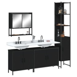 Ensemble de meubles salle de bain 4 pcs noir bois d'ingénierie 