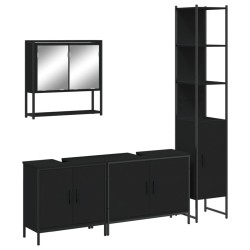 Ensemble de meubles salle de bain 4 pcs noir bois d'ingénierie 