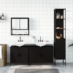 Ensemble de meubles salle de bain 4 pcs noir bois d'ingénierie 