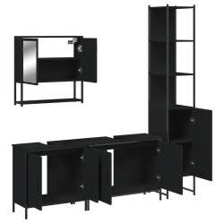 Ensemble de meubles salle de bain 4 pcs noir bois d'ingénierie 