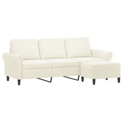 Canapé à 3 places avec repose-pieds Crème 180 cm Velours 