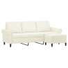 Canapé à 3 places avec repose-pieds Crème 180 cm Velours 