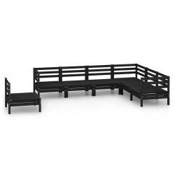 Salon de jardin 7 pcs Bois de pin massif Noir 