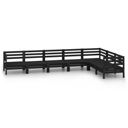 Salon de jardin 7 pcs Bois de pin massif Noir 