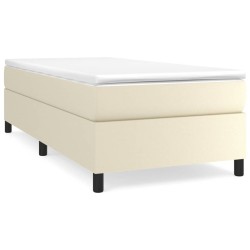 Sommier à lattes de lit avec matelas Crème 90x200 cm Similicuir 
