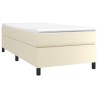 Sommier à lattes de lit avec matelas Crème 90x200 cm Similicuir 