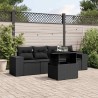 Salon de jardin 5 pcs avec coussins noir résine tressée 