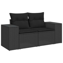 Salon de jardin 5 pcs avec coussins noir résine tressée 