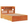 Lit bibliothèque sans matelas cire marron 140x200 cm pin massif 