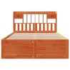 Lit bibliothèque sans matelas cire marron 140x200 cm pin massif 