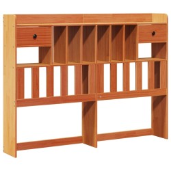 Lit bibliothèque sans matelas cire marron 140x200 cm pin massif 
