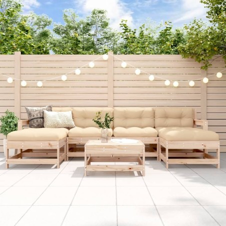 Salon de jardin 7 pcs Bois de pin massif 