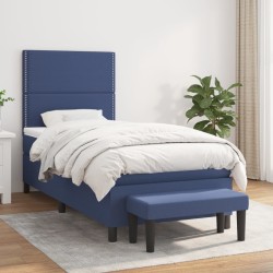 Sommier à lattes de lit avec matelas Bleu 90x190 cm Tissu 