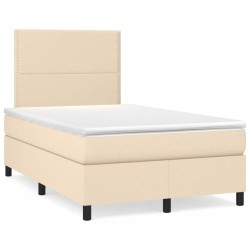 Sommier à lattes de lit avec matelas crème 120x190 cm tissu 