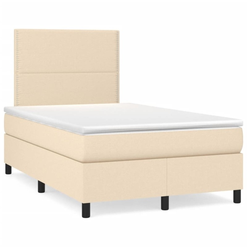 Sommier à lattes de lit avec matelas crème 120x190 cm tissu 