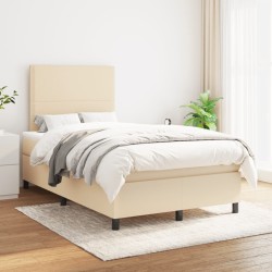Sommier à lattes de lit avec matelas crème 120x190 cm tissu 