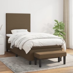 Sommier à lattes de lit avec matelas Marron foncé 100x200 cm 