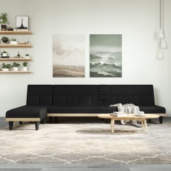 Canapé-lit en forme de L noir 255x140x70 cm tissu 