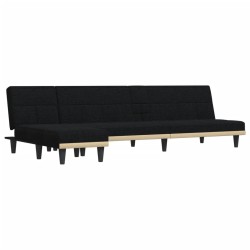 Canapé-lit en forme de L noir 255x140x70 cm tissu 