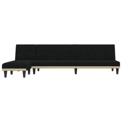 Canapé-lit en forme de L noir 255x140x70 cm tissu 