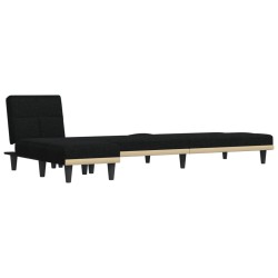 Canapé-lit en forme de L noir 255x140x70 cm tissu 