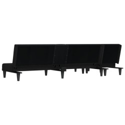 Canapé-lit en forme de L noir 255x140x70 cm tissu 