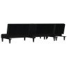 Canapé-lit en forme de L noir 255x140x70 cm tissu 