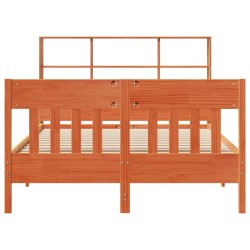 Cadre de lit sans matelas cire marron 150x200cm bois pin massif 