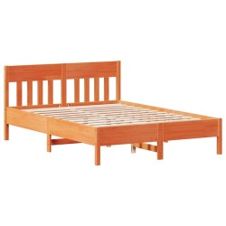 Cadre de lit sans matelas cire marron 150x200cm bois pin massif 