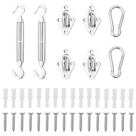 Jeu d'accessoires de voile d'ombrage 8 pcs Acier inoxydable 