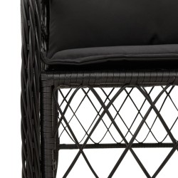 Ensemble à manger de jardin coussins 5pcs Noir Résine tressée 