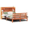 Lit bibliothèque sans matelas cire marron 150x200 cm pin massif 