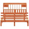 Lit bibliothèque sans matelas cire marron 150x200 cm pin massif 