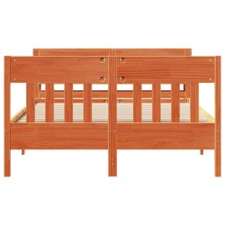 Cadre de lit sans matelas cire marron 120x190cm bois pin massif 