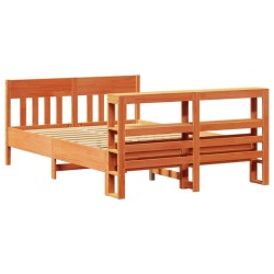 Cadre de lit sans matelas cire marron 120x190cm bois pin massif 