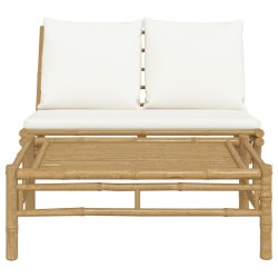 Salon de jardin 2 pcs avec coussins blanc crème bambou 