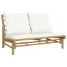 Salon de jardin 2 pcs avec coussins blanc crème bambou 