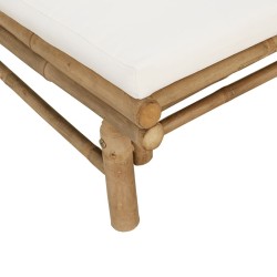 Salon de jardin 2 pcs avec coussins blanc crème bambou 