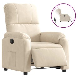 Fauteuil inclinable électrique beige tissu microfibre 