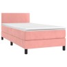 Sommier à lattes de lit avec matelas LED Rose 90x200 cm Velours 